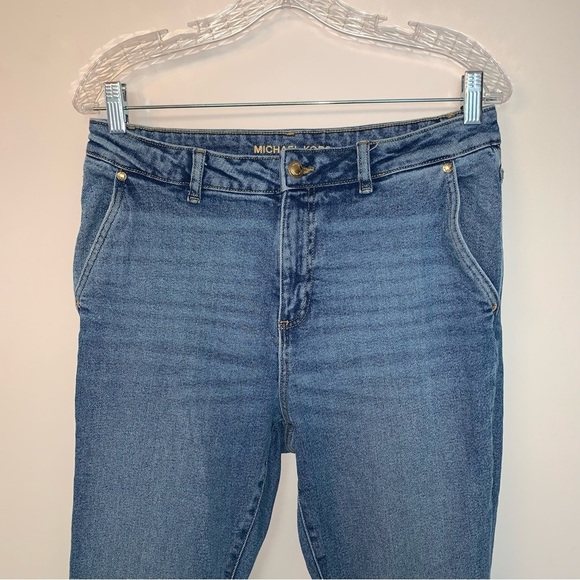 Michael Kors Blue Flare Wide Leg Jeans with Classic Medium Wash 10 - Picture 7 of 8